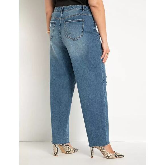 NEW Eloquii Denim Viola fit Straight leg distressed blue jean size 22 NWT - Picture 2 of 8
